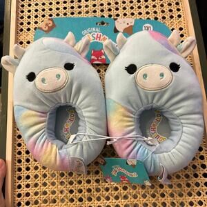 Original SQUISHMALLOWS Blue PASTEL COW Tie Dye Kids NEW SLIPPERS size 13/1